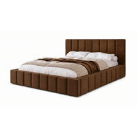 POLSTERBETT 180x200 cm, Alma, Doppelbett mit Bettkasten, Lattenrost aus Holz, Velourstoff, Dunkelbraun - Dunkelbraun, Holz/Kunststoff (180/200cm) - Marpur