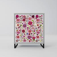 SIDEBOARD PETAL GARDEN, Grau, 57,5x42x67,5 cm, Schwarze Metall-Rahmenfüße - Multicolor/Schwarz, Holzwerkstoff/Metall (57.5/67.5/42cm) - SpaceRebels