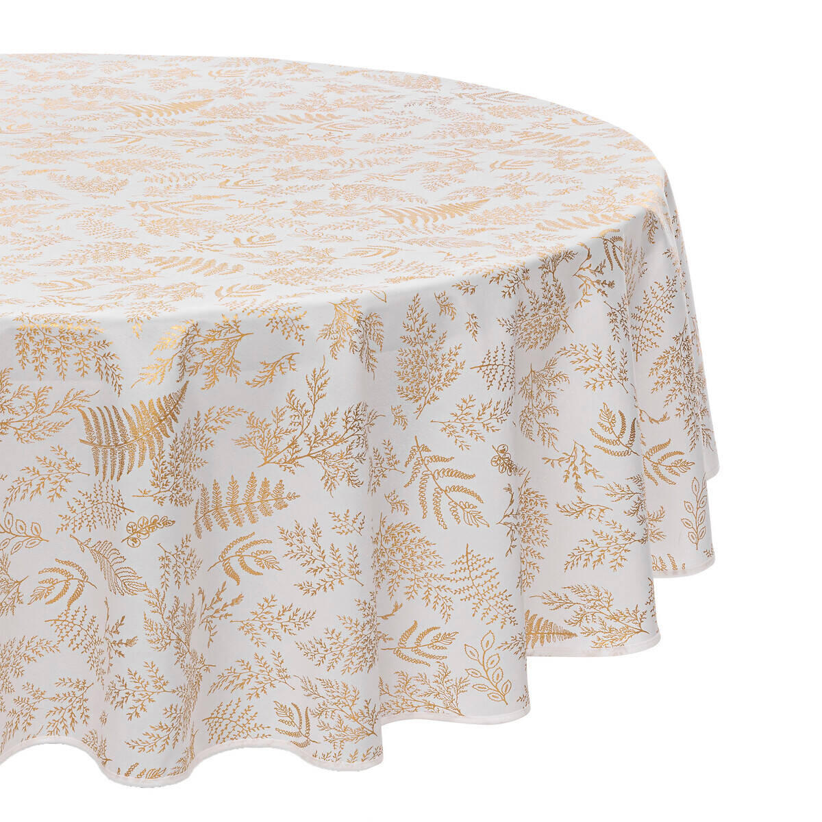 TISCHDECKE Weiß/Gold rund - Weiß, Textil (180cm) - Atmosphera Createur d´interieur