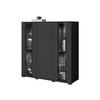 KOMMODE Caro HB 120 mit weißer LED Beleuchtung - Schwarz, Holzwerkstoff/Kunststoff (120/122/40cm) - MIRJAN24