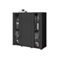 KOMMODE Caro HB 120 mit weißer LED Beleuchtung - Schwarz, Holzwerkstoff/Kunststoff (120/122/40cm) - MIRJAN24