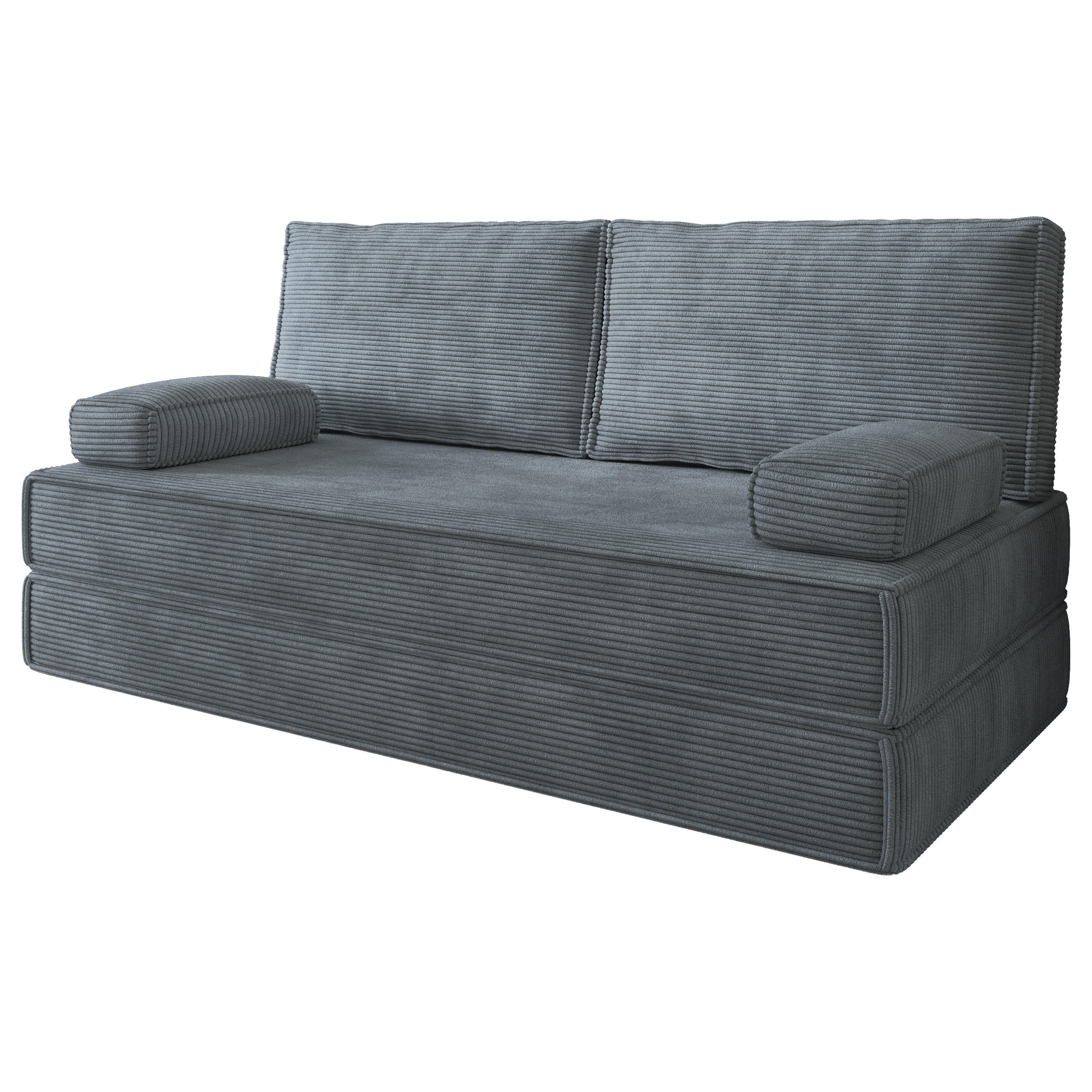 BETTSOFA SILAR aus Schaumstoff Cordstoff Grau Schlaffunktion - Grau, Textil (170/86/80cm) - MASSENO
