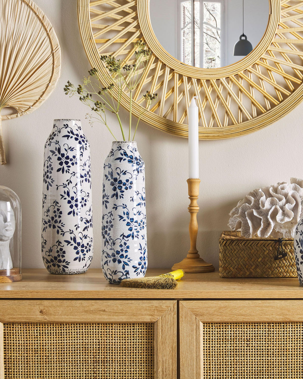 BLUMENVASE Steinzeug weiß Mulai - Weiß, Keramik (30cm) - Beliani