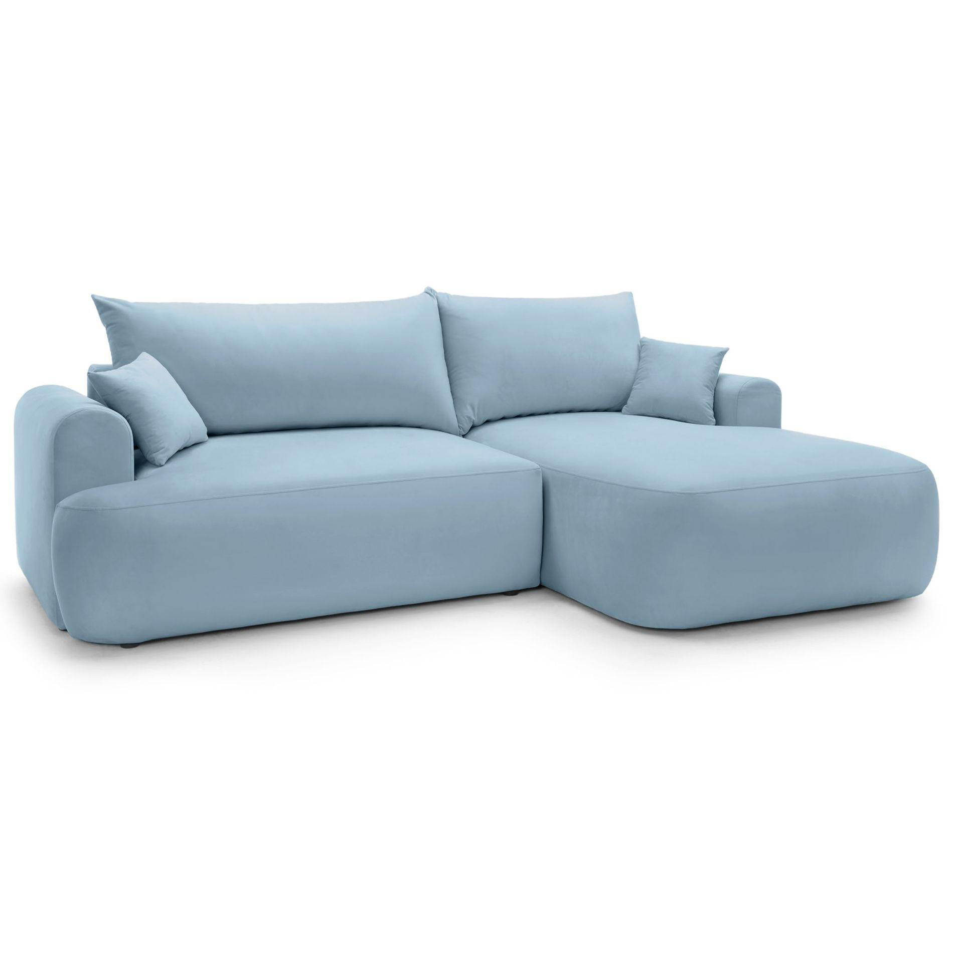 ECKSOFA Ovo Hellblau mit wasserabweisendem Samtbezug - Schwarz/Hellblau, Kunststoff/Textil (260/165cm) - Selsey