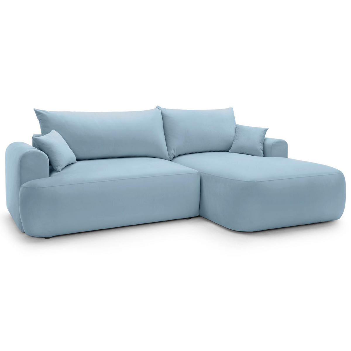 ECKSOFA Ovo Hellblau mit wasserabweisendem Samtbezug - Schwarz/Hellblau, Kunststoff/Textil (260/165cm) - Selsey