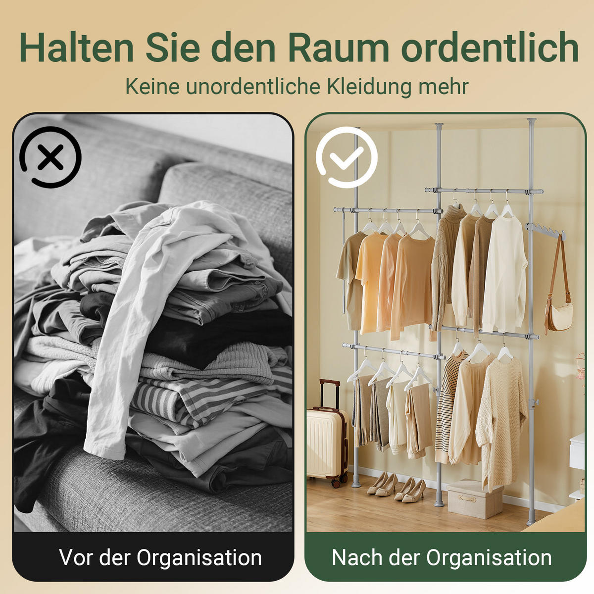 TELESKOP KLEIDERSTÄNDER Hellgrau - Grau, Kunststoff (226/285/3cm) - SoBuy