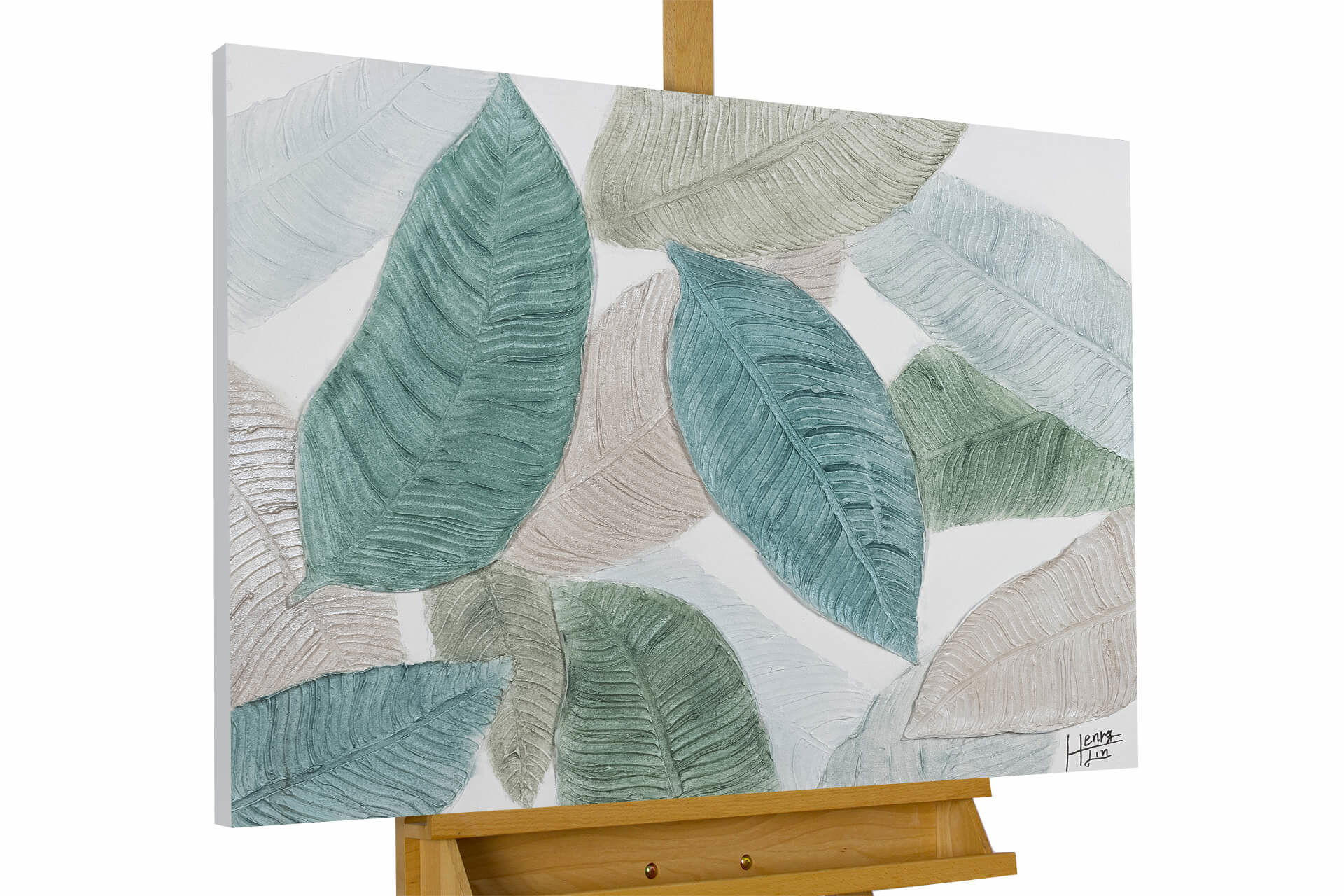 ACRYLBILD HANDGEMALT 100/75 cm - Grau/Grün, Holz/Textil (1.4/75cm) - KUNSTLOFT