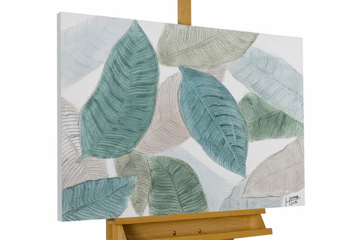 ACRYLBILD HANDGEMALT 100/75 cm - Grau/Grün, Holz/Textil (1.4/75cm) - KUNSTLOFT