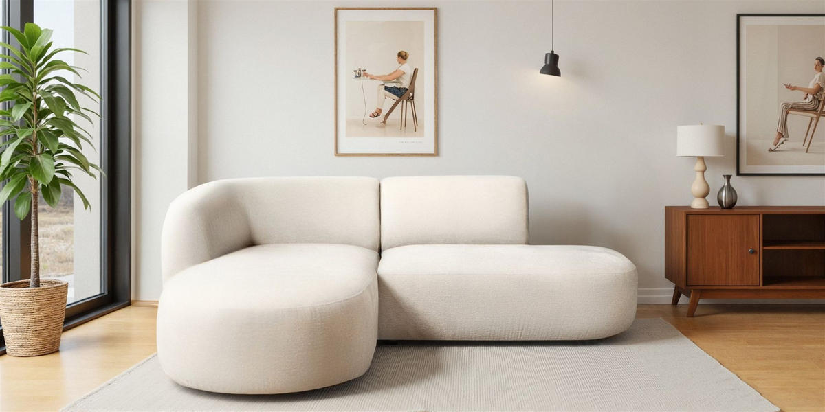 ECKSOFA Babette - Creme, Holzwerkstoff/Textil (188/242cm) - Fun Möbel