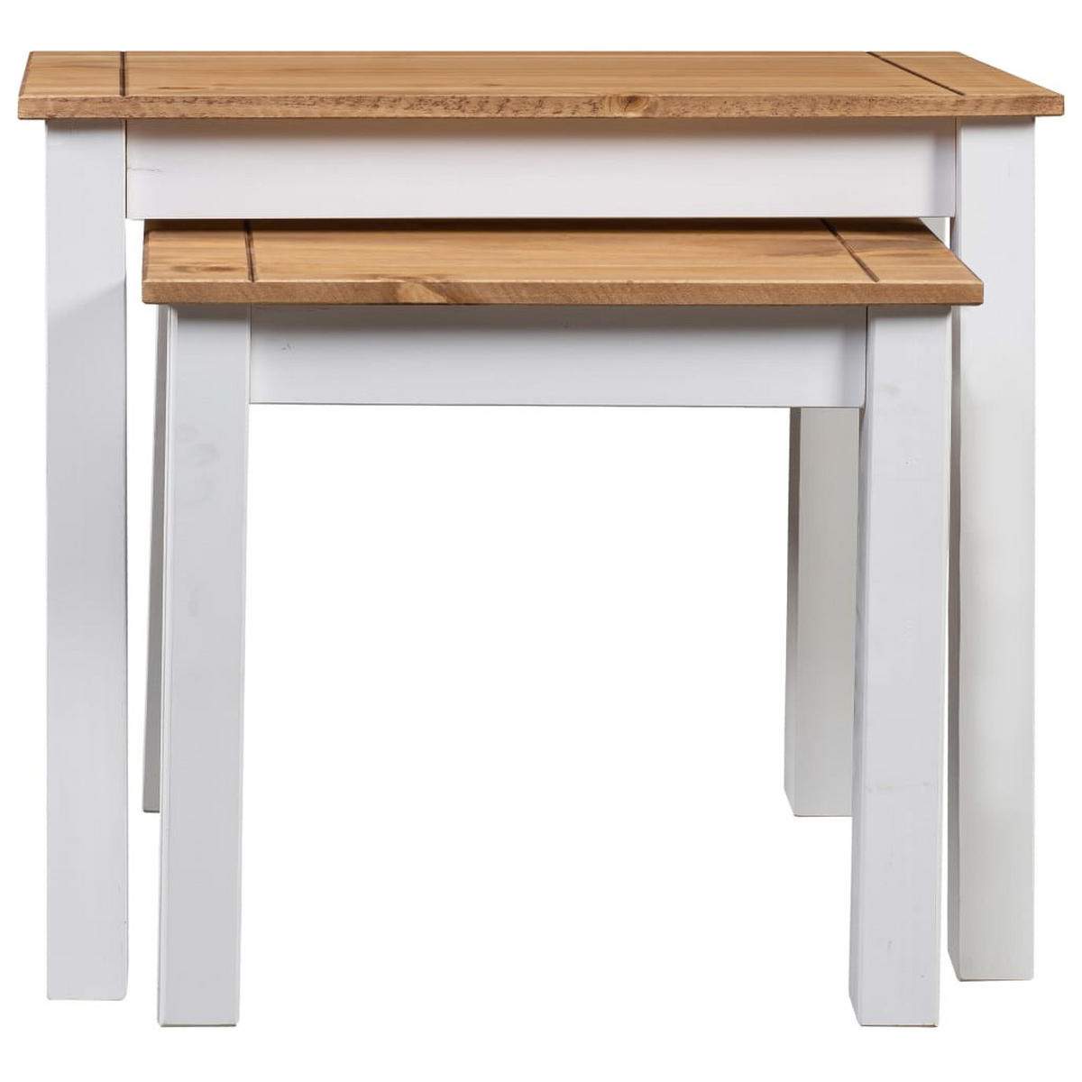 SATZTISCHE 2er set Weiß Massivholz Panama-Kiefer - Weiß, Holz (56/40/53.5cm) - vidaXL