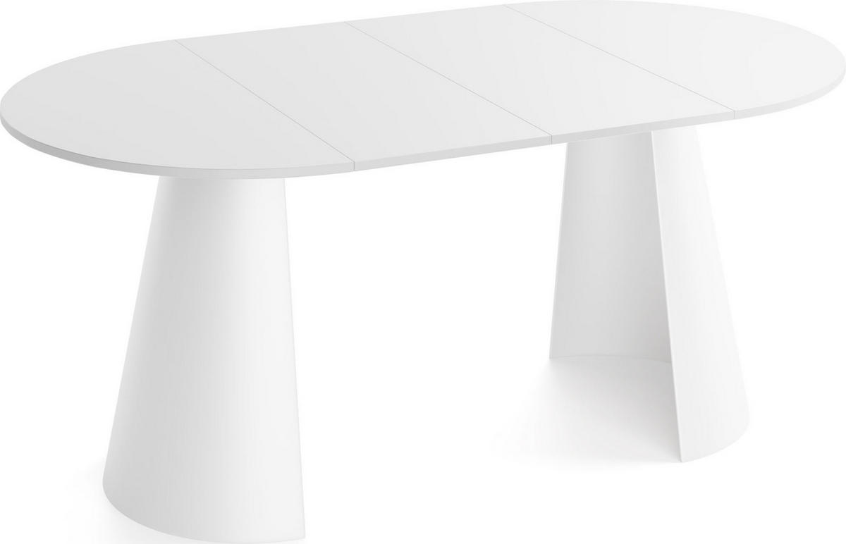 ESSTISCH Lamio runder ausziehbarer, Weiß 120-200/120/76 cm - Weiß, Holzwerkstoff/Metall (120/120/76cm) - WFL GROUP