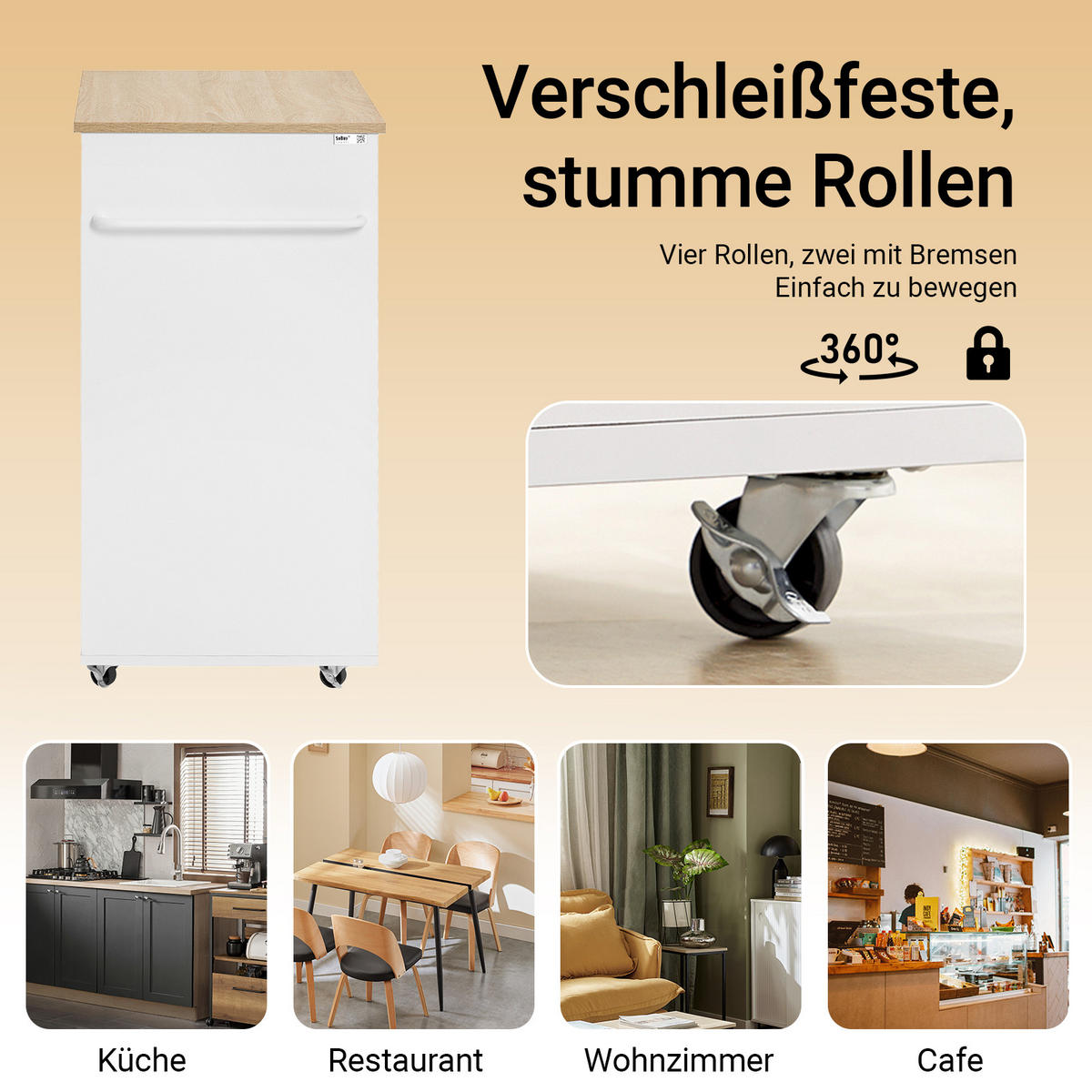 KÜCHENWAGEN mit Arbeitsplatte, Servierwagen, Weiß - Weiß, Holzwerkstoff (82/88/46cm) - SoBuy