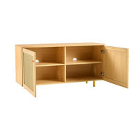 SIDEBOARD 120/40/63 cm mit 2 Türen, Rattangeflecht, Metallbeinen und MDF-Korpus, Natur - Naturfarben, Holzwerkstoff (120/63/40cm) - Redom