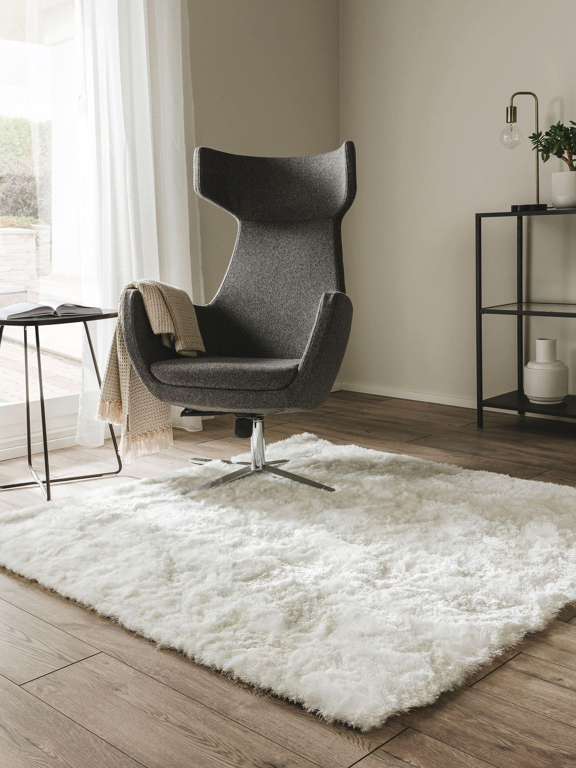 HOCHFLORTEPPICH Whisper Weiß 150x150 cm - Weiß, Textil (150/150cm) - benuta Nest