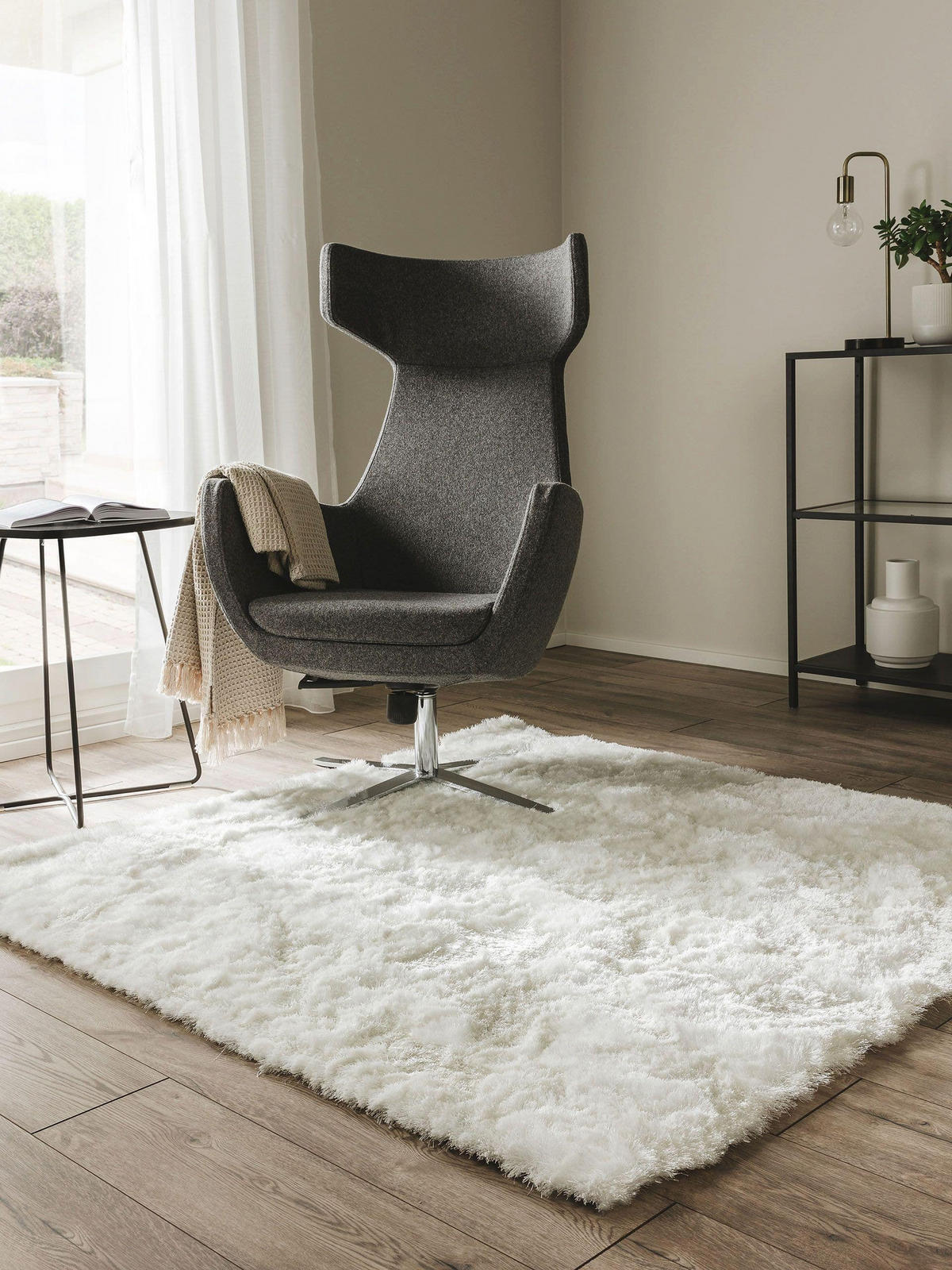 HOCHFLORTEPPICH Whisper Weiß 150x150 cm - Weiß, Textil (150/150cm) - benuta Nest