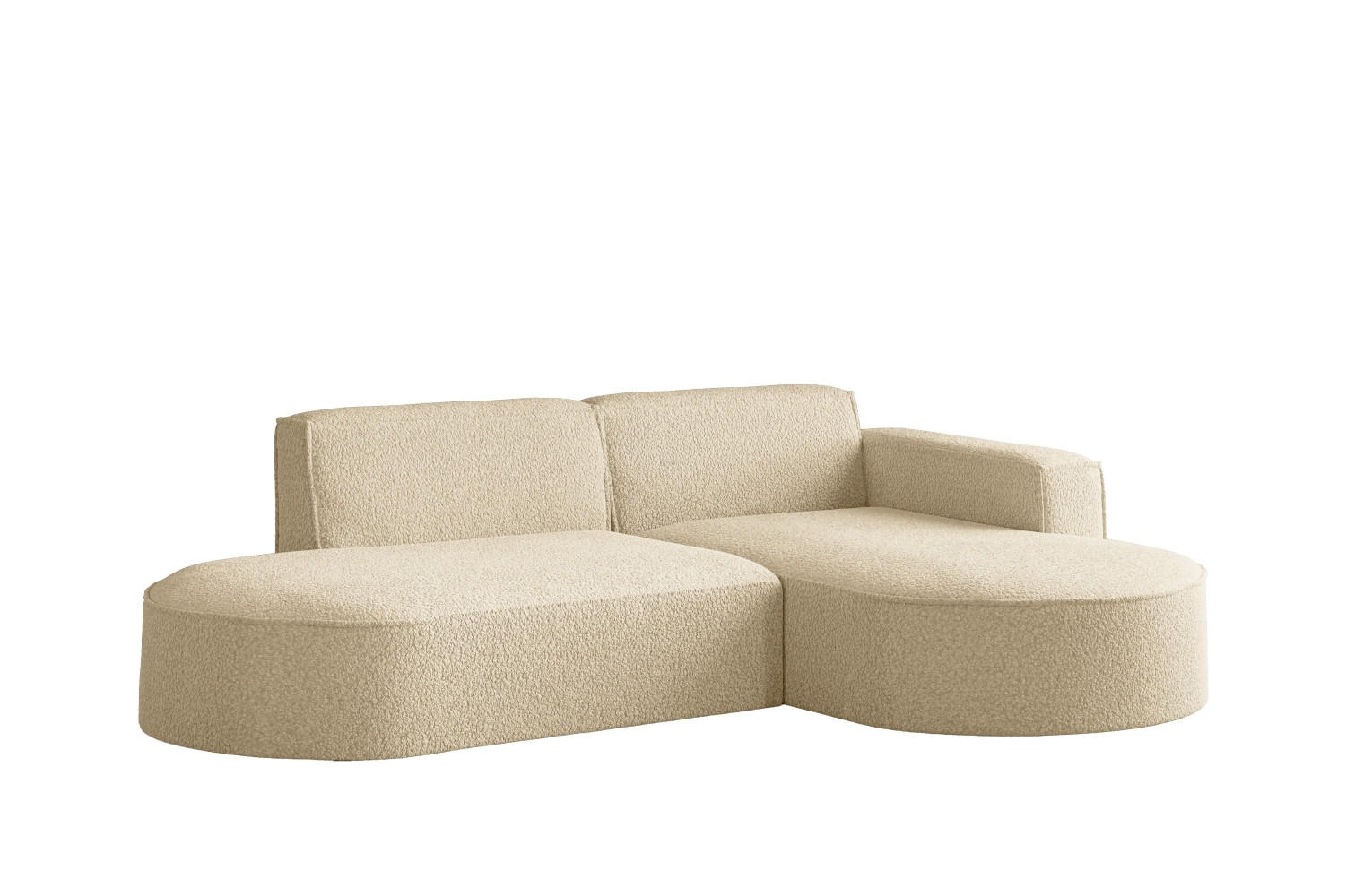 ECKSOFA Modena Studio, Stoff Quelle, Ecru Rechts - Ecru, Holz (236/165cm) - Kaiser Möbel