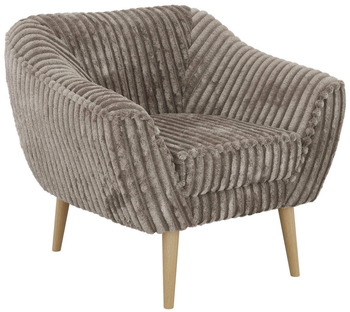 KŘESLO PIRS - Světle hnědá Manšestr - Dřevěné nohy - barva buku/světle hnědá, kompozitní dřevo/textil (80/75/74cm) - MKS