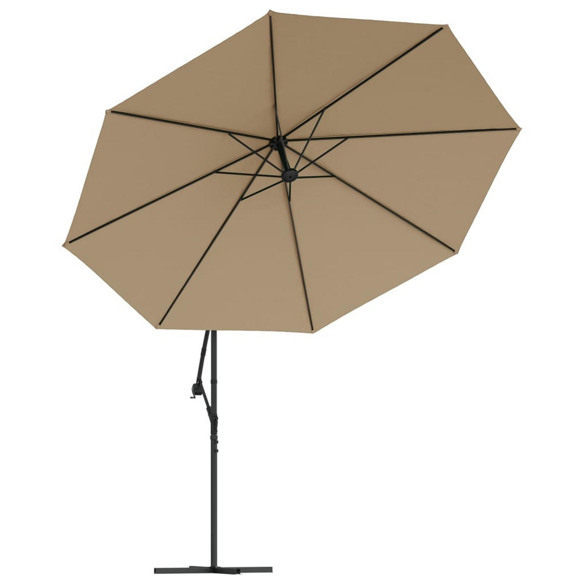 SONNENSCHIRM rund MARC 350cm Taupe | UV-Schutz, Kurbelsystem | Ampelschirm rund - Taupe, Metall (350/350cm) - DELUKE