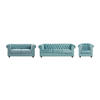 SOFA 3-Sitzer & 2-Sitzer & Sessel - Samt - Pastellblau - CHESTERFIELD - Hellblau, Textil (88/72/205cm) - Vente-Unique