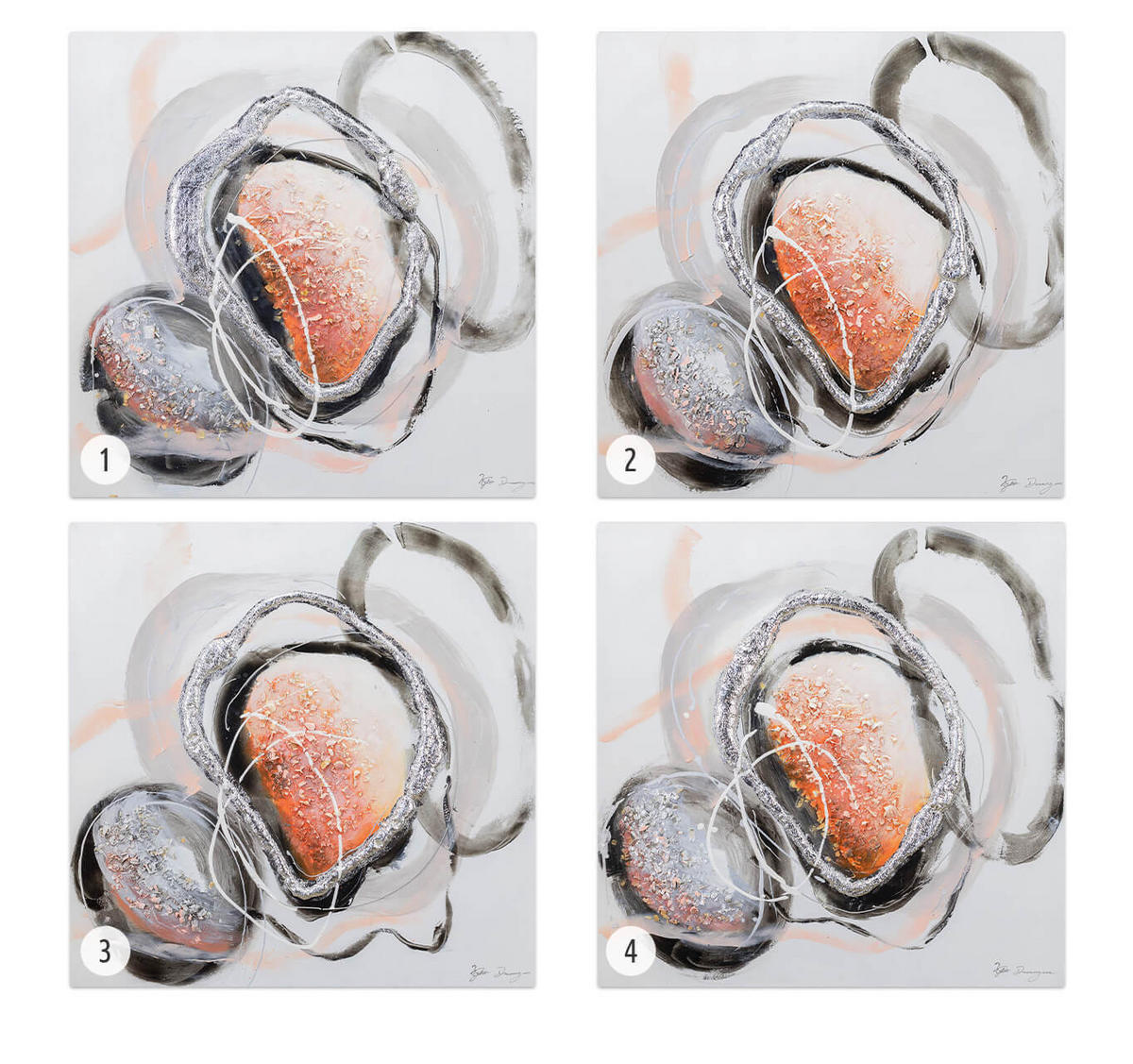 ACRYLBILD HANDGEMALT 80/80 cm - Rot/Schwarz, Holz/Textil (80/80cm) - KUNSTLOFT