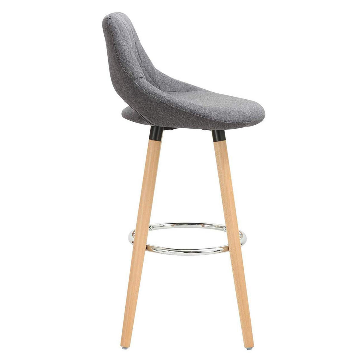 BARHOCKER 2er Set, aus Leinen, Holzgestell, Dunkelgrau - Dunkelgrau/Buchefarben, Holz/Textil (43/91/43cm) - Woltu