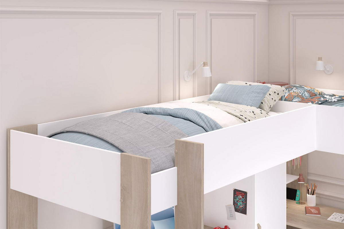 HOCHBETT Parisot Alex 1-tlg. Holznachbildung Weiß/Jackson Eiche - Eichefarben/Weiß, Kunststoff (90/200cm) - 58aufmkessel