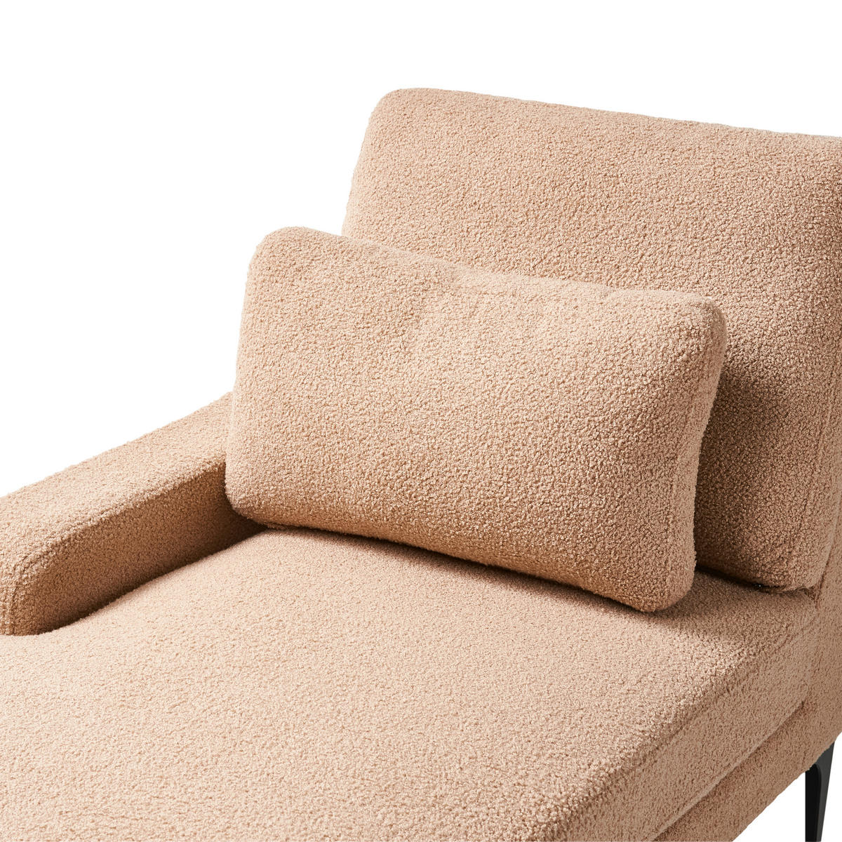 ČALOUNĚNÉ LEHÁTKO CHAISE LONGUE PRAVOSTRANNÉ Bouclé Pískově béžové Ewron - černá/písková barva, textil (150/70/72cm) - Beliani