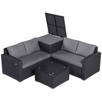 GARTEN-SOFA-SET - Schwarz, Metall - BELONID
