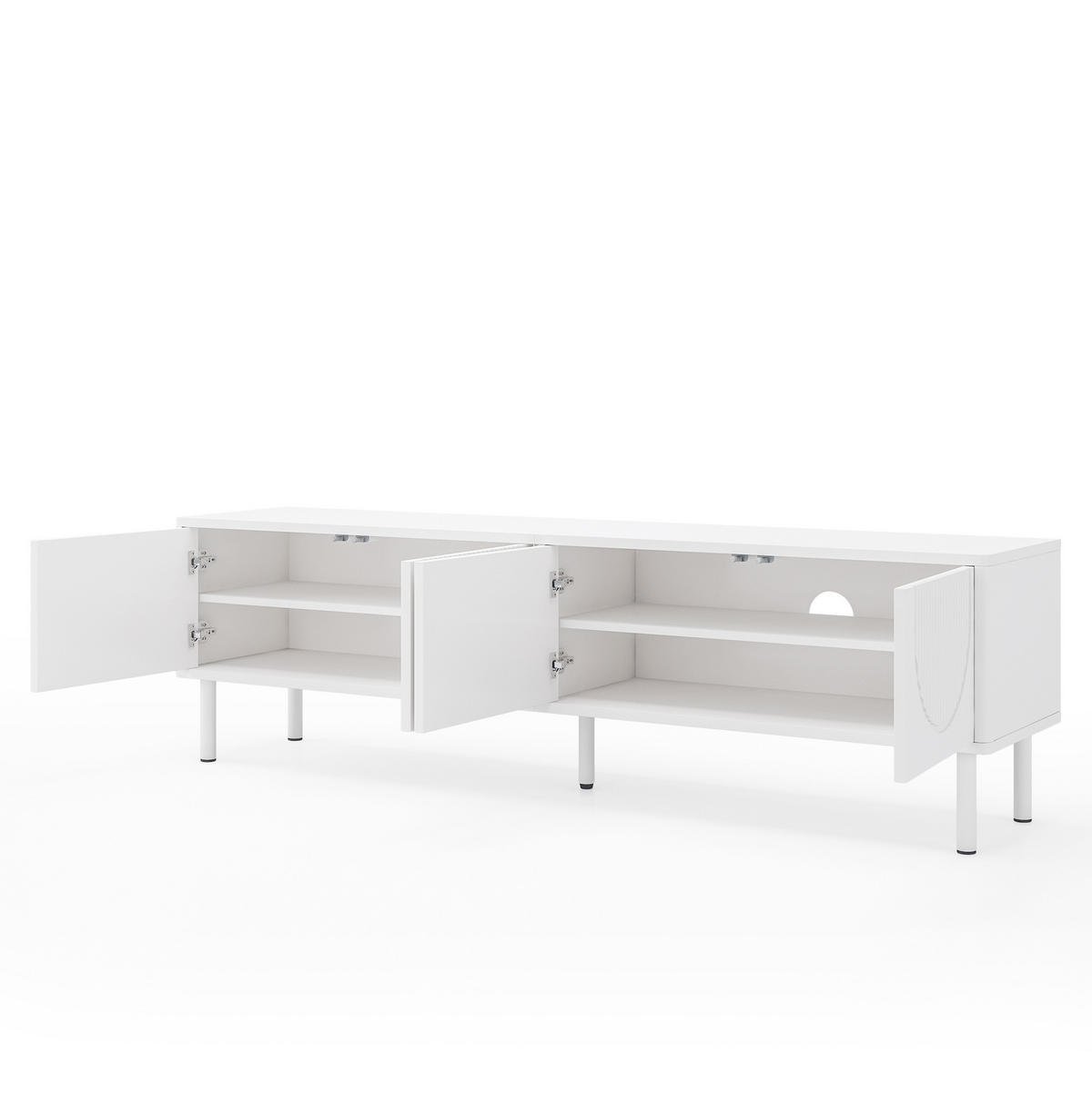TV-LOWBOARD mit 4 Fächern 180 cm Weiß aus MDF und Spanplatte - Weiß, Holzwerkstoff (40/52/180cm) - Beauniv
