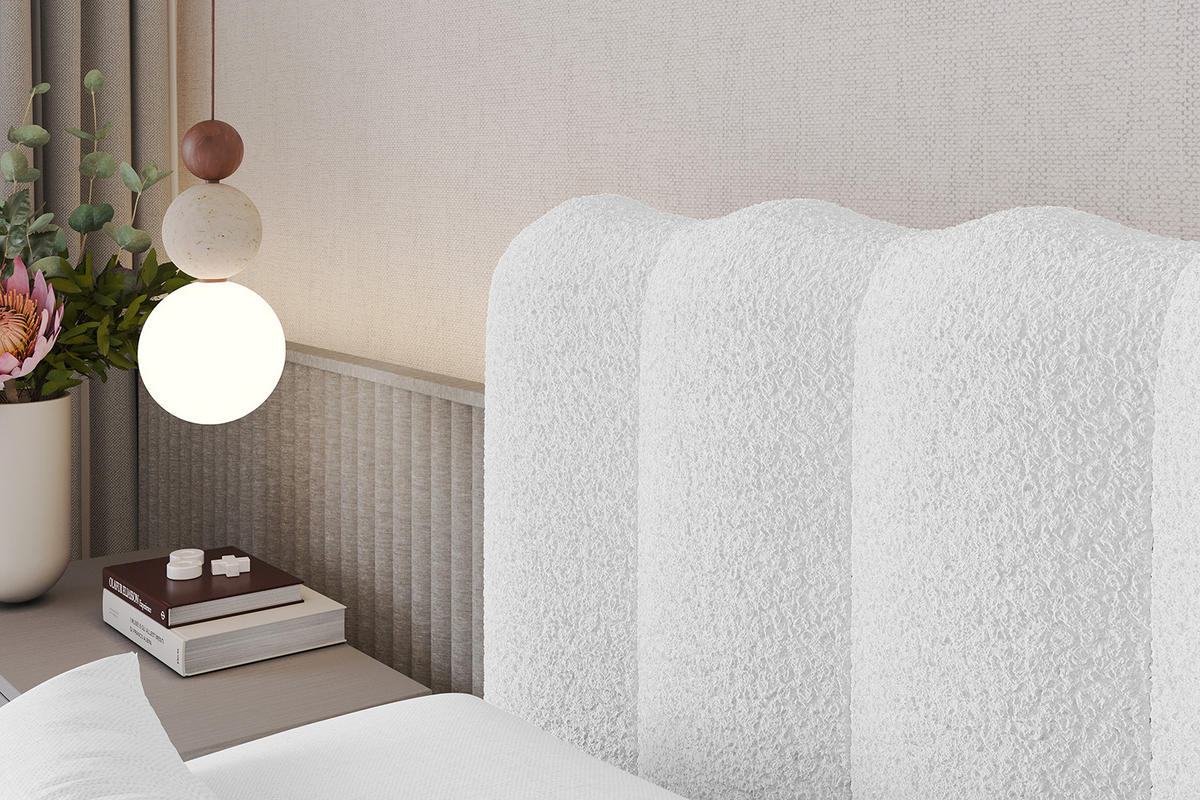 POLSTERBETT mit Bettkasten und Lattenrost, Boxbett ohne Matratze - SORA 180x200 Weiß - Weiß, Holzwerkstoff/Textil (180/200cm) - ALTDECOR