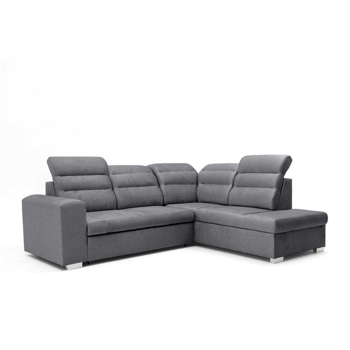 ECKSOFA CLOUD L Rechts mit Schlaffunktion 120x190 Velours Dunkelgrau - Chromfarben/Dunkelgrau, Holz/Kunststoff (260/202cm) - Muffo