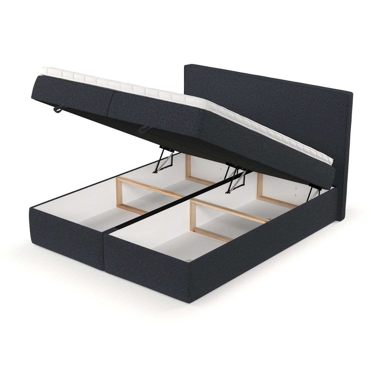 BOXBETT Velma 200/200 cm Anthrazit im Riva Stoff - Anthrazit/Schwarz, Holz/Holzwerkstoff (200/200cm) - AltaBeds