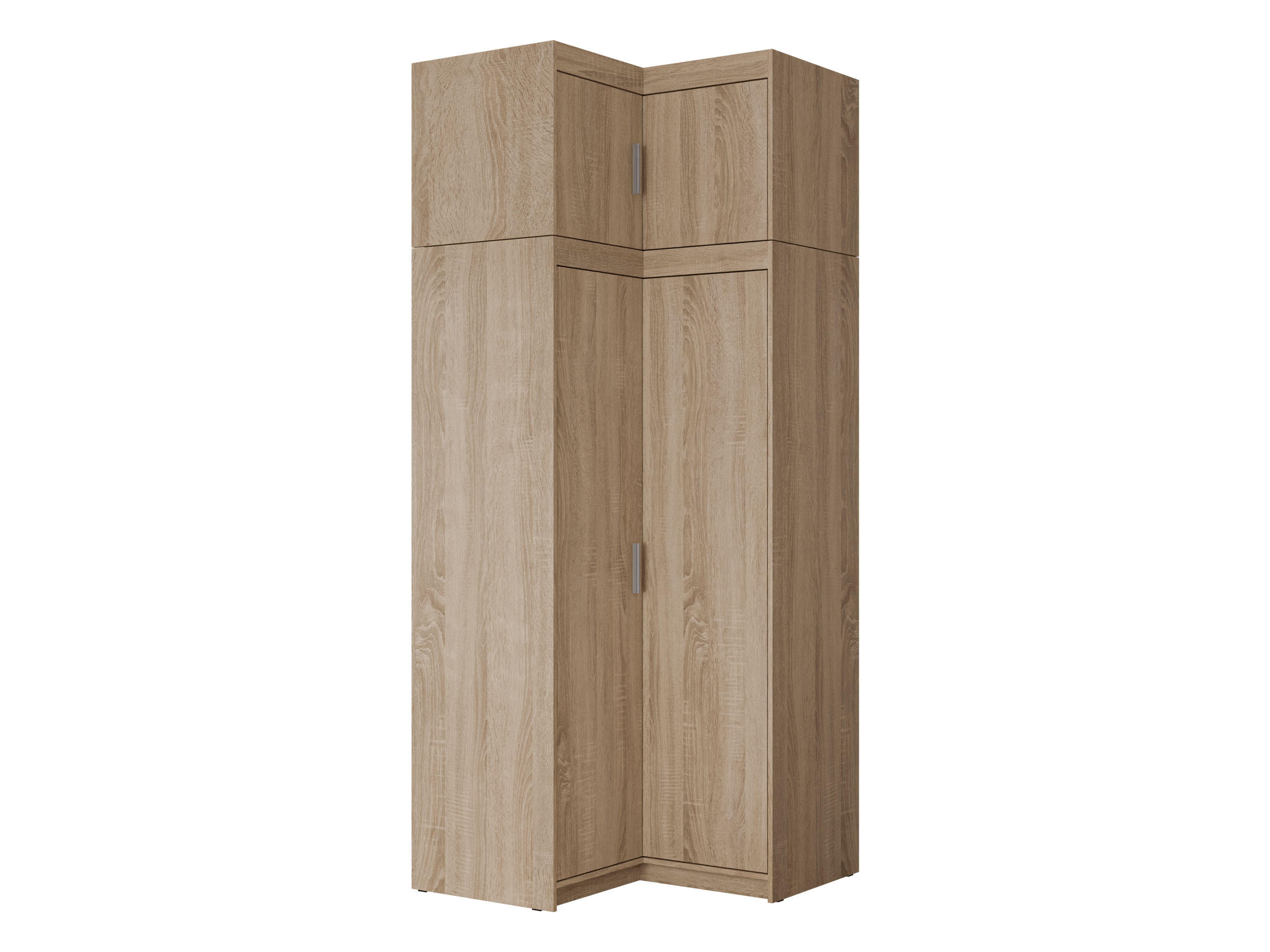 ECKKLEIDERSCHRANK Elena 2D + Schrankaufsatz - Silberfarben/Sonoma Eiche, Holzwerkstoff/Kunststoff (98/246/98cm) - MIRJAN24