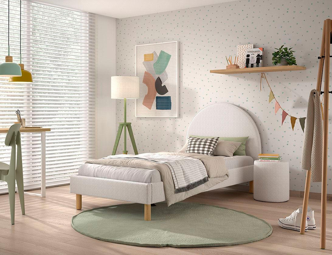 POLSTERBETT mit Hocker Karlotta 97x107x212 aus Holzwerkstoff in Weiß - Weiß, Holzwerkstoff (90/200cm) - 58aufmkessel