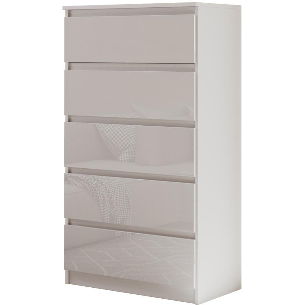 KOMMODE Lemon 70 cm mit fünf Schubladen weißglanz - Weiß Hochglanz, Holzwerkstoff (70/124.5/39cm) - Beautysofa
