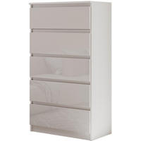 KOMMODE Lemon 70 cm mit fünf Schubladen weißglanz - Weiß Hochglanz, Holzwerkstoff (70/124.5/39cm) - Beautysofa