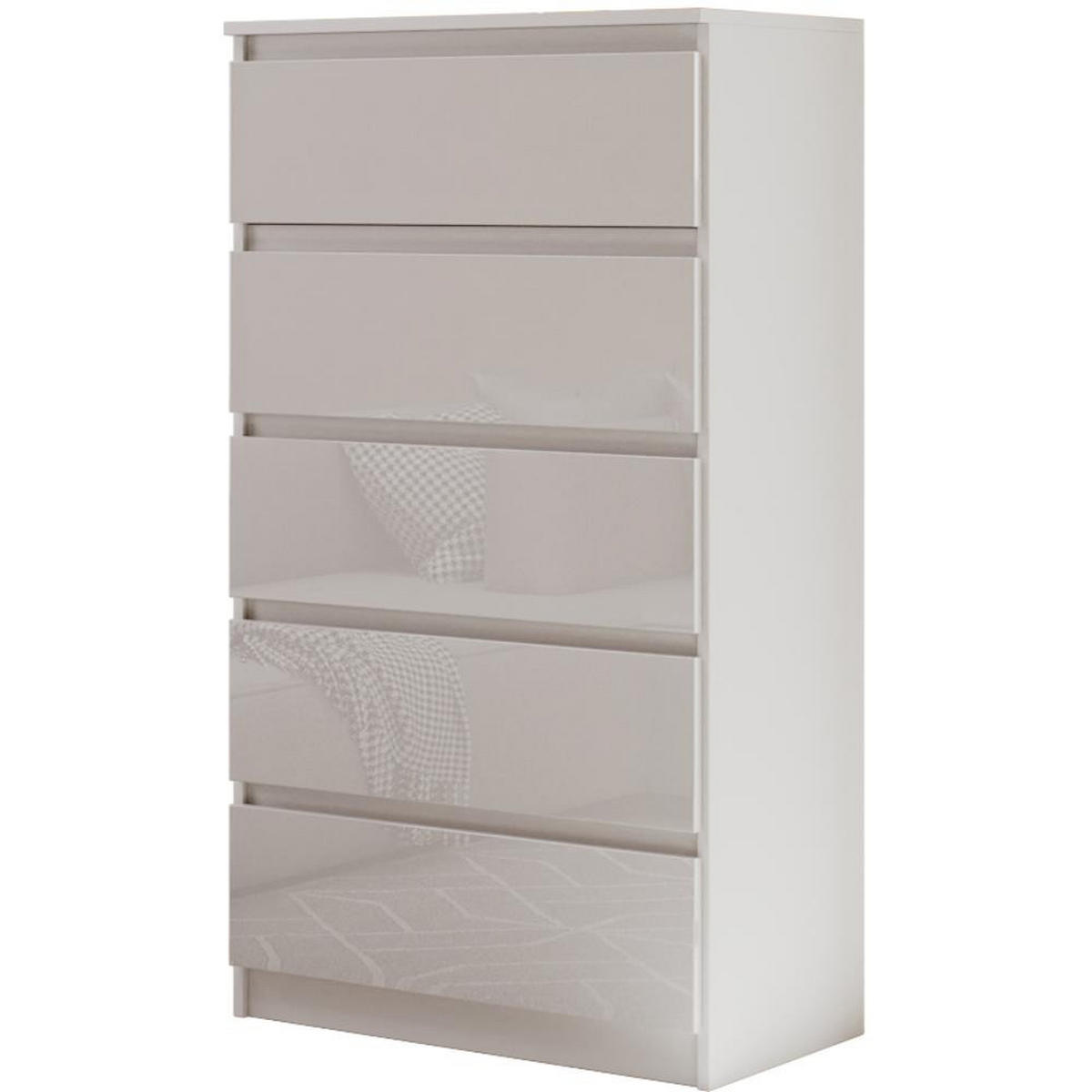 KOMMODE Lemon 70 cm mit fünf Schubladen weißglanz - Weiß Hochglanz, Holzwerkstoff (70/124.5/39cm) - Beautysofa