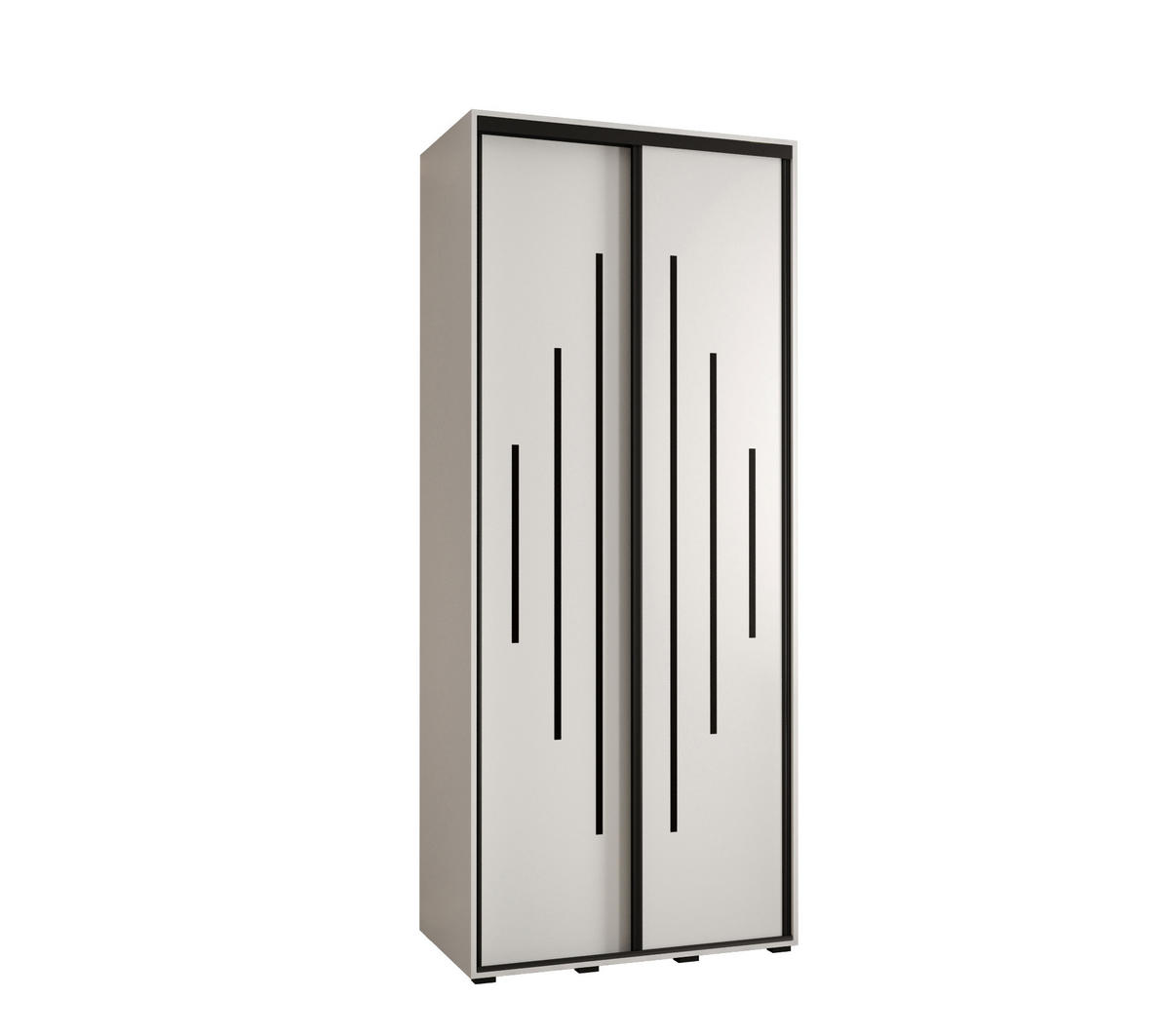 SCHWEBETÜRENSCHRANK 235,2/110/60 2-türig - Schwarz/Weiß, Holz/Metall (110/235/60cm) - Abiks Möbel