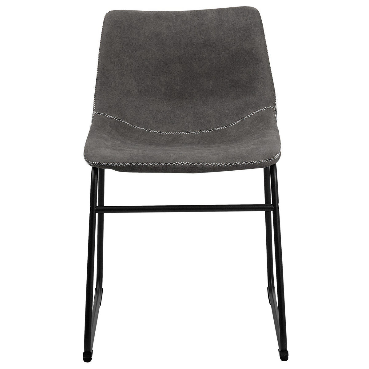 STUHL 2er-Set Polsterbezug Grau Batavia - Grau, Textil/Metall (45/74/44cm) - Beliani