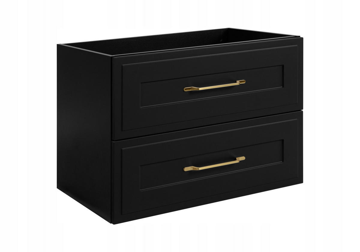 WASCHBECKUNTERSCHRANK CLASSIC 100 cm mit Arbeitsplatte Farbe: Eichen Craft mit einer Mattzblacken Platte - Eichefarben/Schwarz, Holzwerkstoff (100/58/46cm) - Rodan