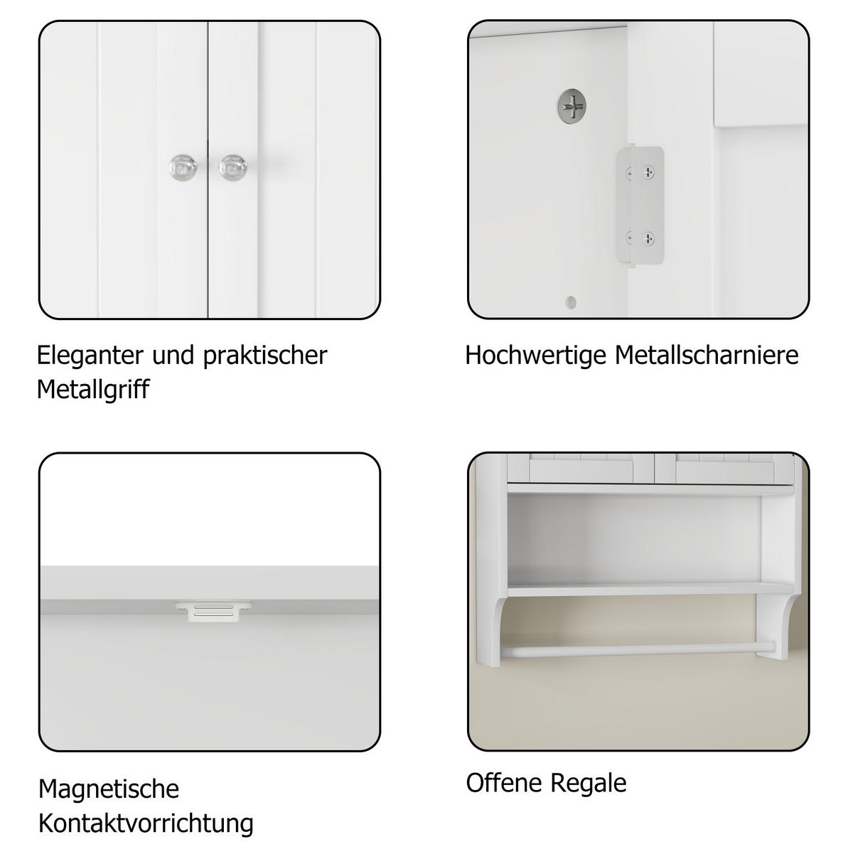 BADEZIMMERSCHRANK Wandmontage 56,8 x 19 x 70 cm MDF Weiß - Weiß, Holzwerkstoff (19/70/56.89cm) - Beauniv