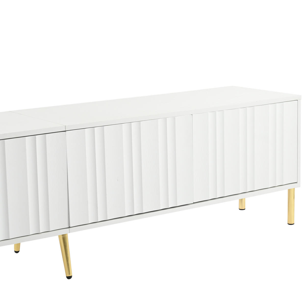 TV-SCHRANK in Weiß mit 4 Türen und goldfarbenen Füßen 190/38/48 cm - Weiß, Holzwerkstoff (190/48/38cm) - Redom