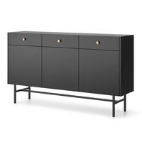 KOMMODE Dalia mit 3 Türen und 3 Schubladen, 104 cm, Schwarz - Schwarz, Holzwerkstoff/Metall (155/84/39cm) - Beautysofa