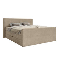 BOXSPRINGBETT Velipoja Cord 140x200 cm, Taupe - Taupe, Textil (140/200cm) - Fedve