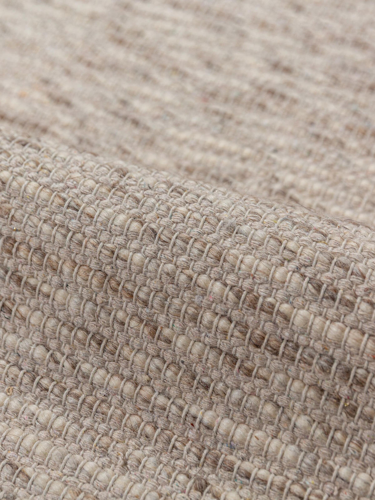 TEPPICH Flachgewebe, handgewebt, CALDER, in Beige-Braun, Zopfbordüre, 120 x 170 cm - Beige, Textil (120/170cm) - KADIMA DESIGN
