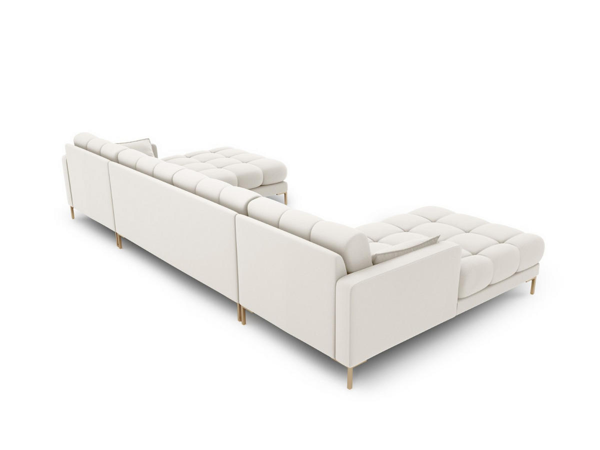 PANORAMASOFA Mamaia aus strukturiertem Stoff leichtes beige 6 Sitzplätze - Creme, Textil (185/75/383cm) - Micadoni