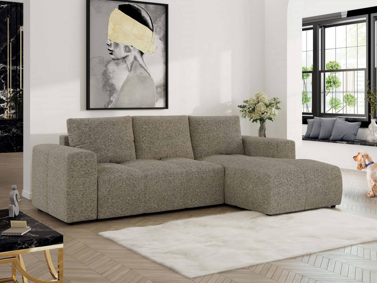 ECKSOFA MONIVA Dunkelbeige Strukture - Rechts - Taupe/Beige, Textil (266/164cm) - MKS