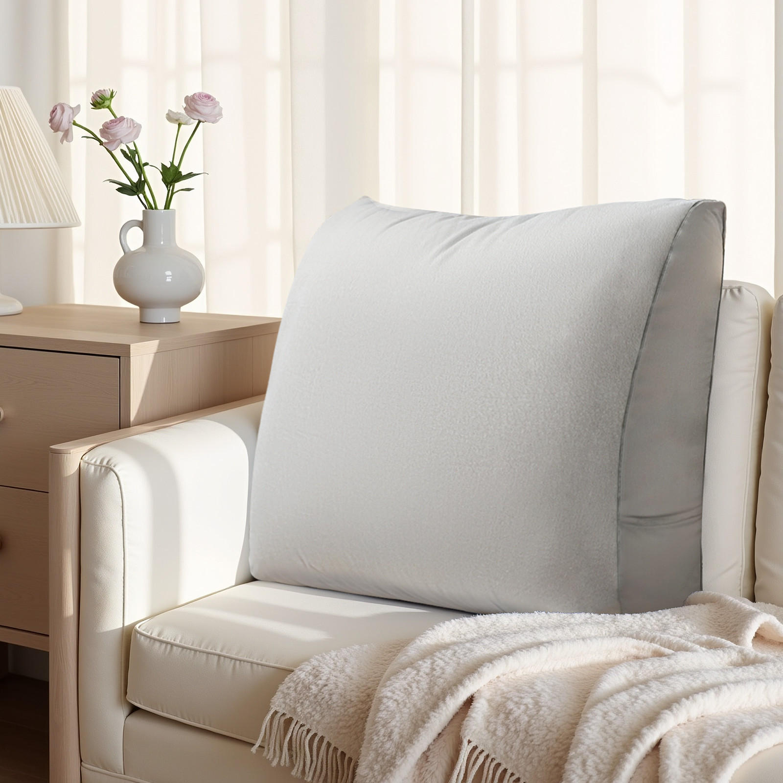 KEILKISSEN Ergonomisches grau - Grau, Textil (13/60cm) - Vercart
