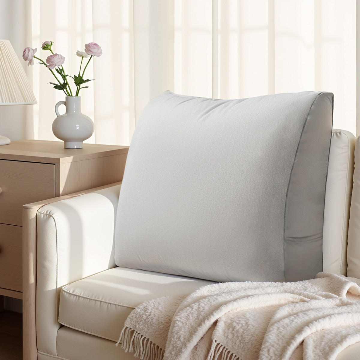 KEILKISSEN Ergonomisches grau - Grau, Textil (13/60cm) - Vercart