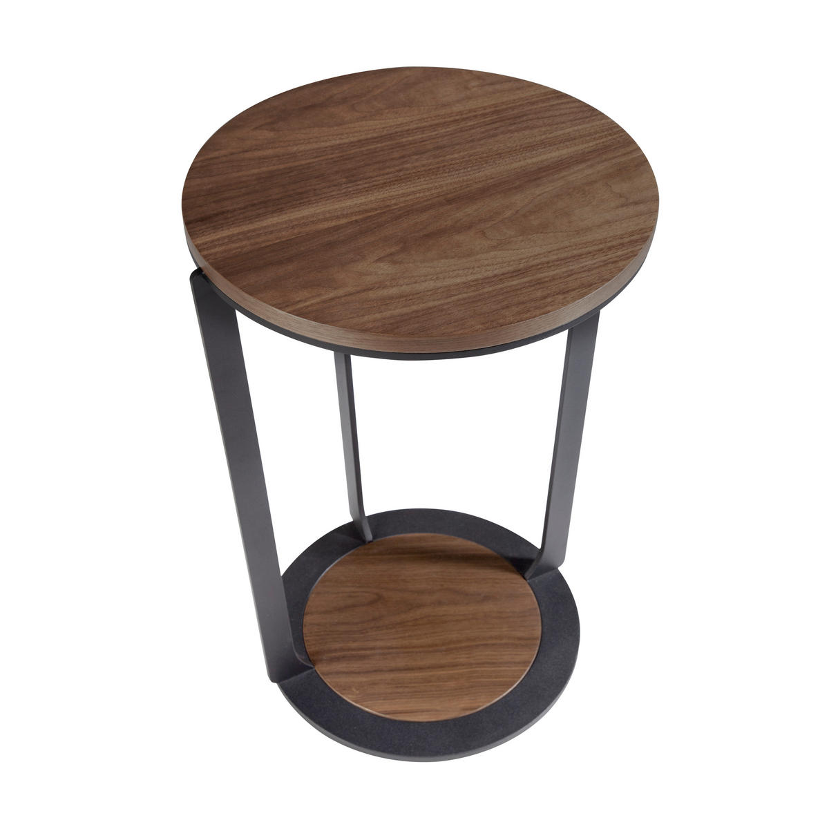 ECKTISCH Walnuss Furnier Walnuss und Schwarz Ø38 / 56 cm - Nussbaumfarben/Schwarz, Holz (38/38/56cm) - ANGEL CERDA